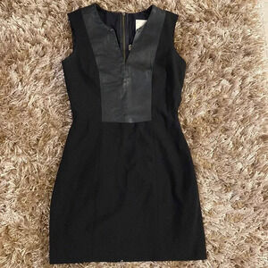 Mason Black Dress with Leather Detail